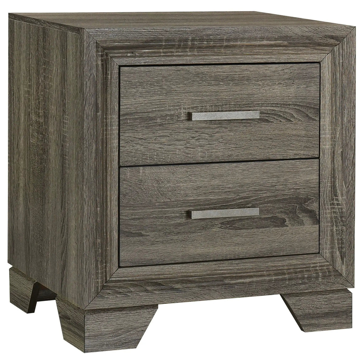 Wright 2-drawer Nightstand Bedside Table Brown | 21.75 x 16.75 x 24.75 in | Veneer & Wood | Oak