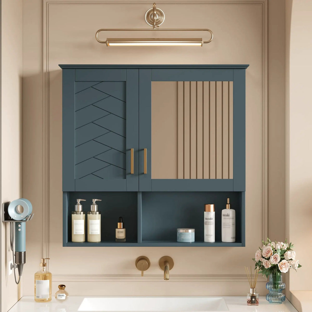 Wall Mounted Mirror Cabinet | Soft Close | Adjustable Shelves | HD Mirror