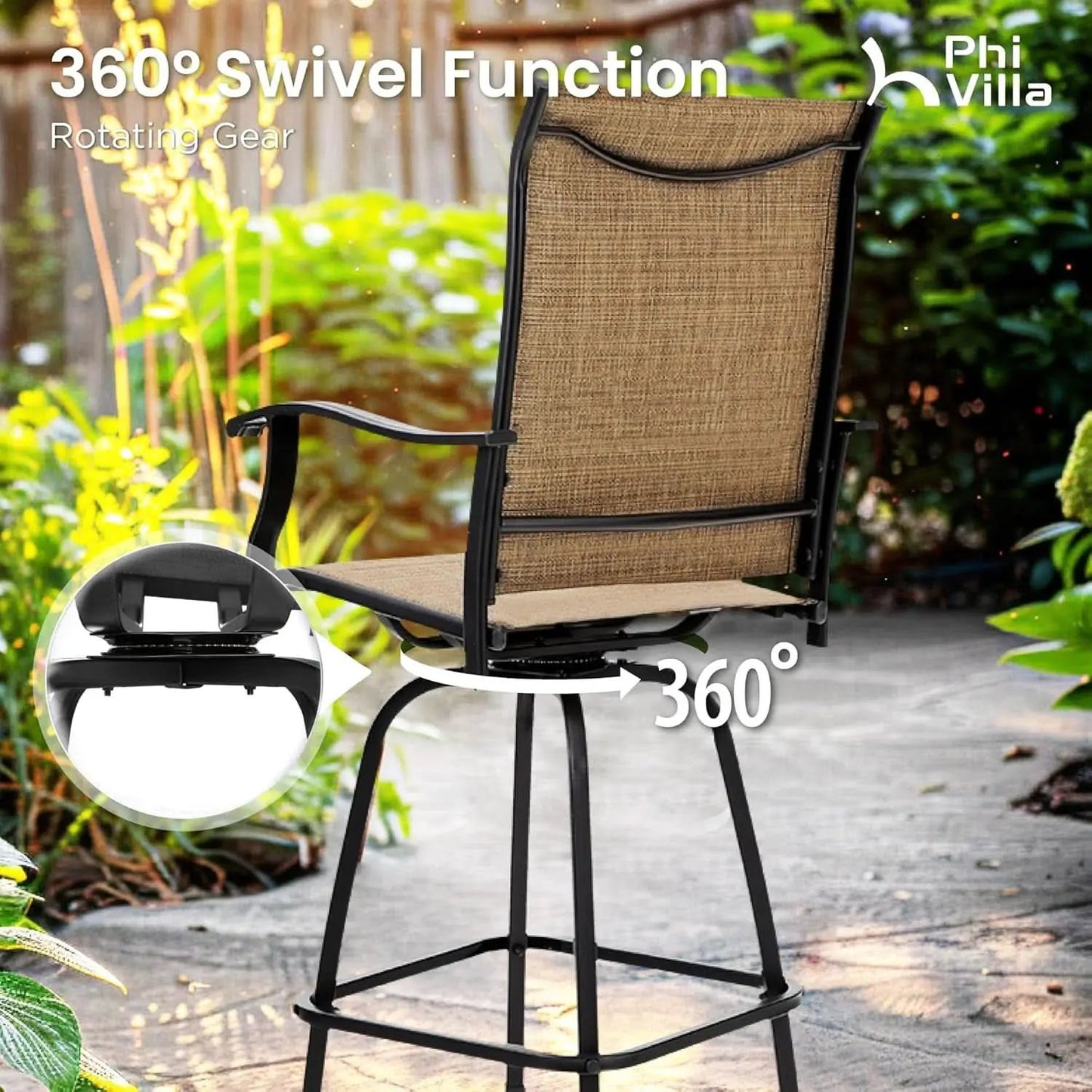 Swivel Outdoor Bar Stools Set of Four Durable Chairs from PriceLows™