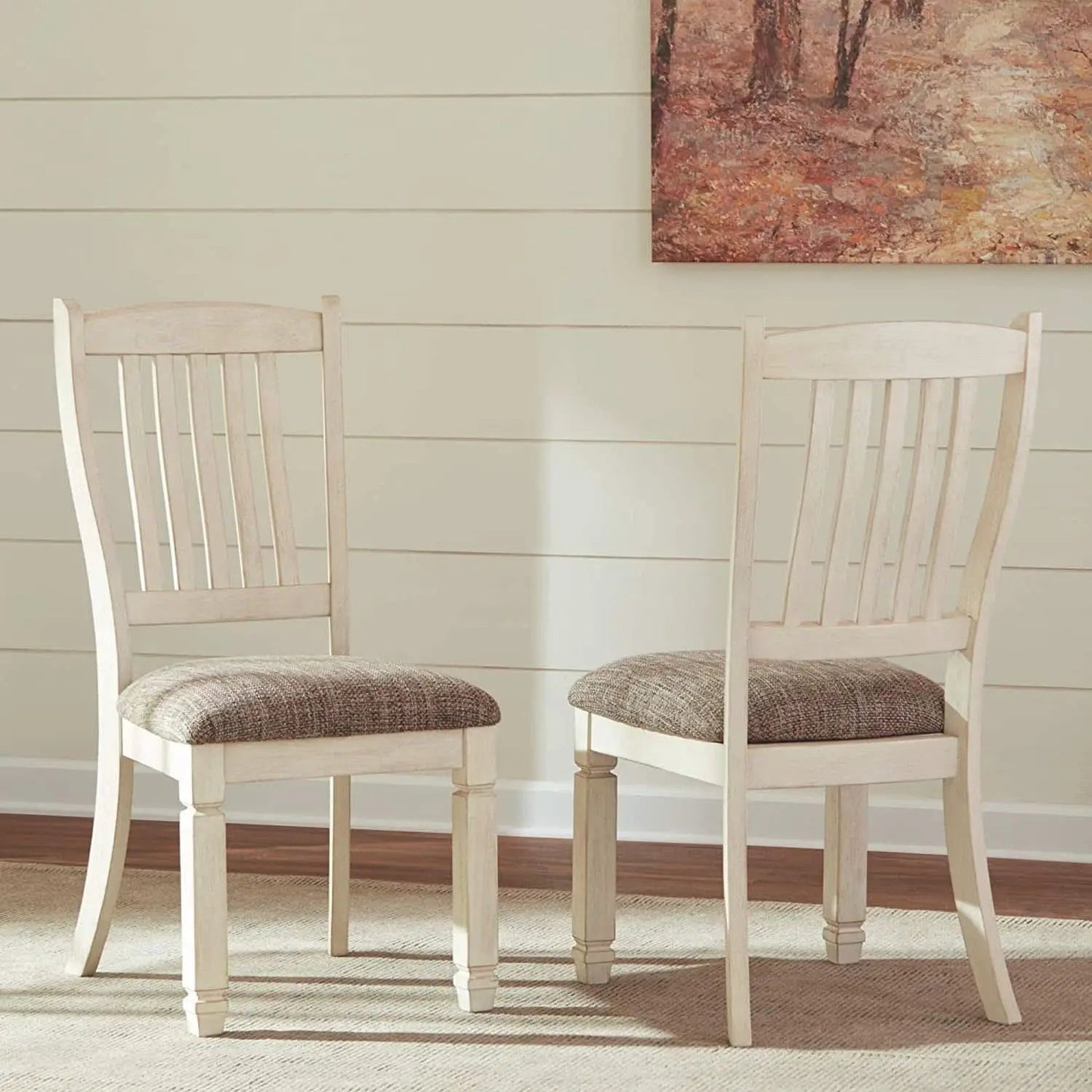 20 Inch Upholstered Dining Chair Antique White Set Of 2 from PriceLows™