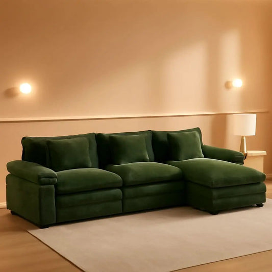 120Inch Green Modular Sectional Sofa Featuring Ottoman from PriceLows™