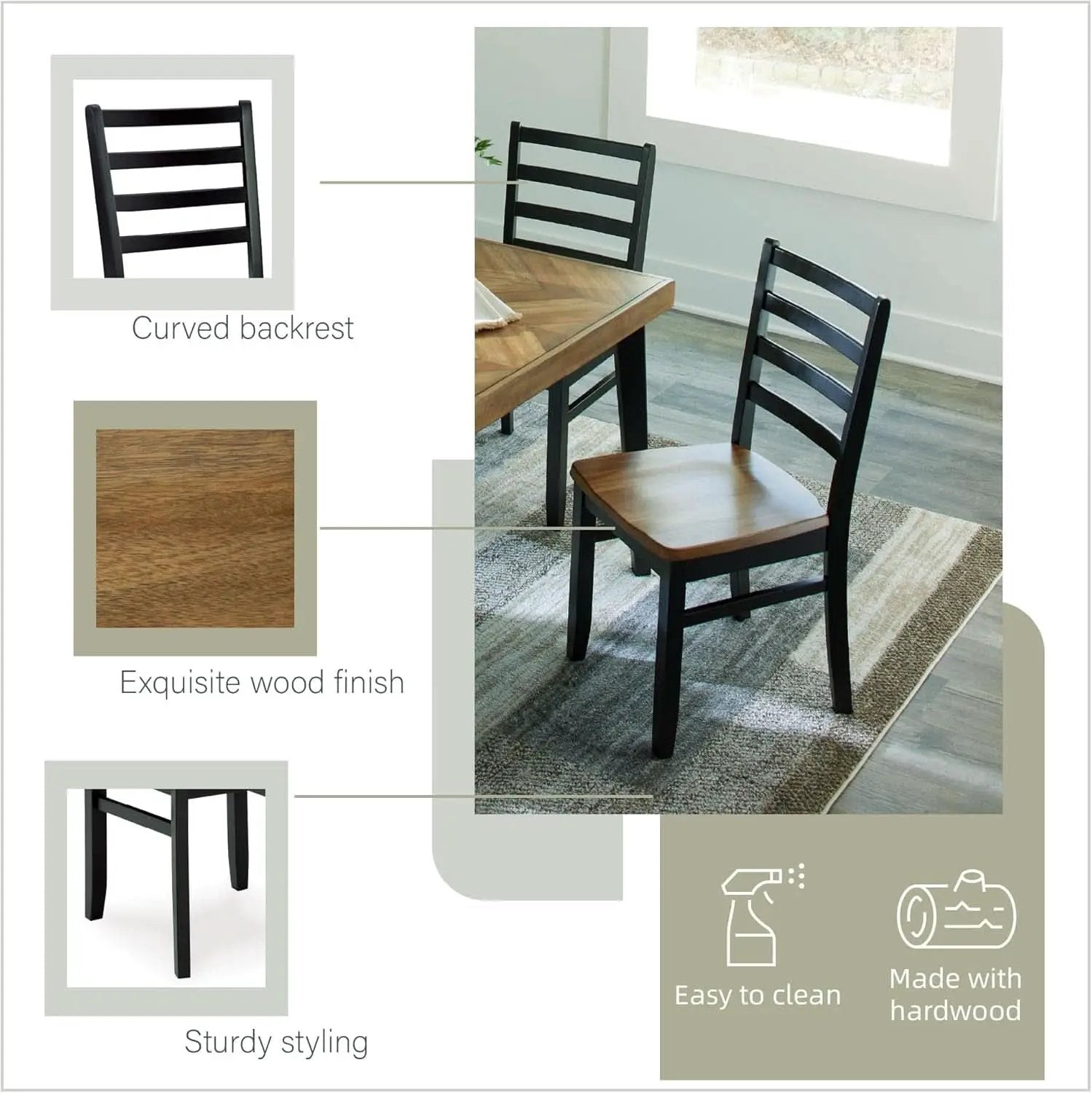 Blondon 60 Inch Solid Wood Dining Set Brown Finish Durable Construction from PriceLows™