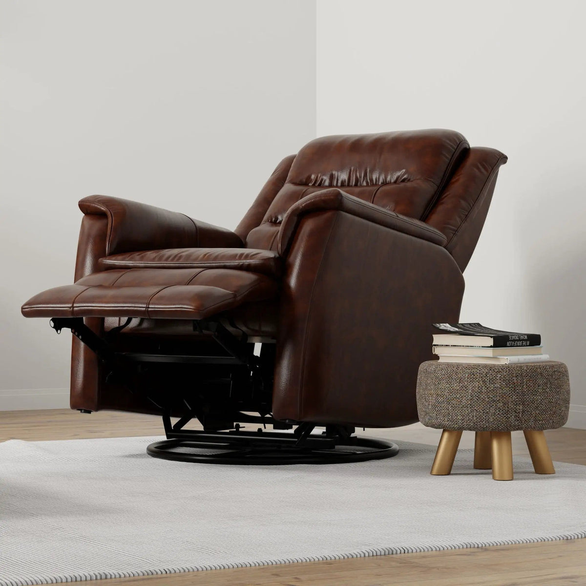Swivel Recliner With Manual Adjustable Footrest Swivel Chair | 2 Pieces | Metal | Living Room