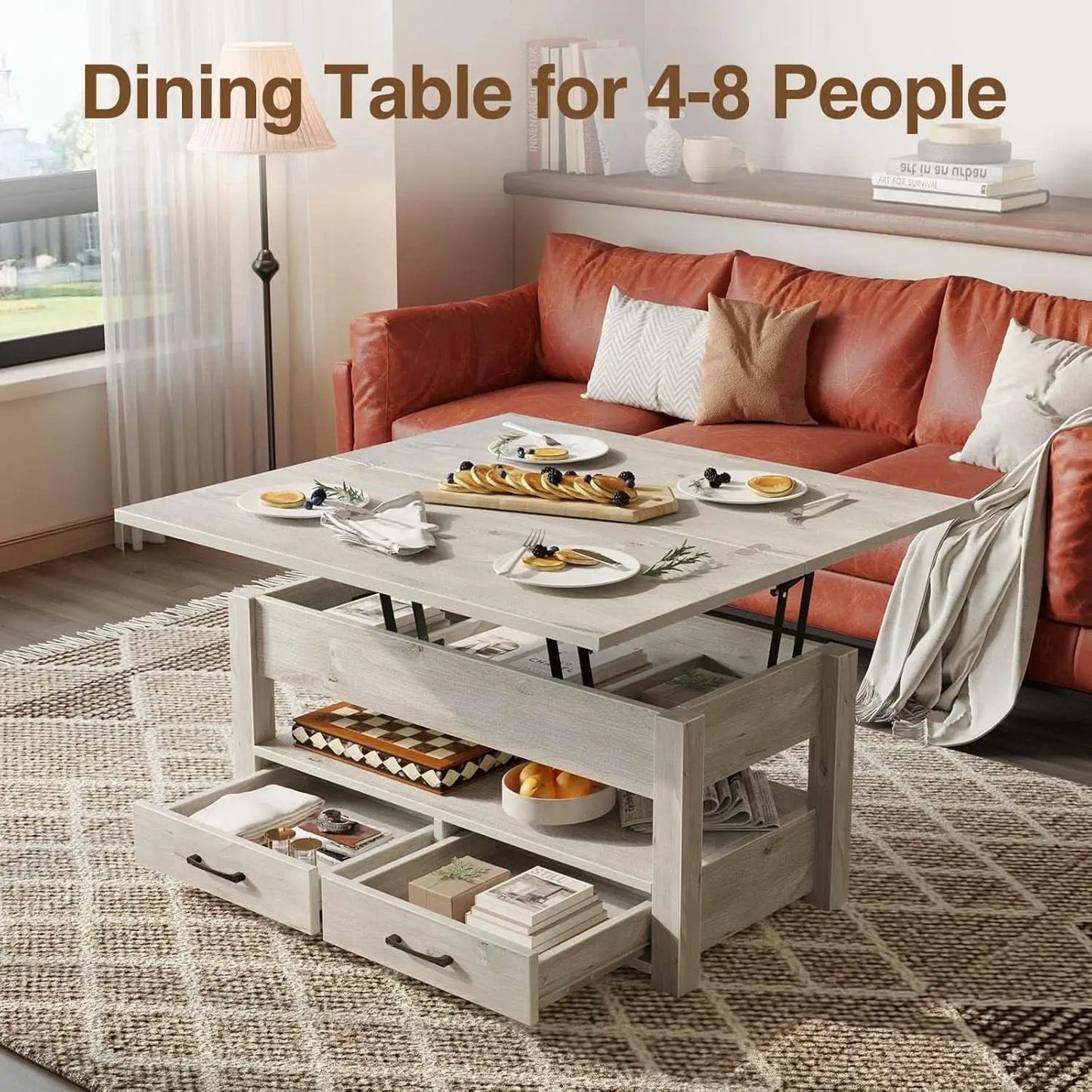 Grey Lift Top Coffee Table With Drawers Hidden Compartment from PriceLows™
