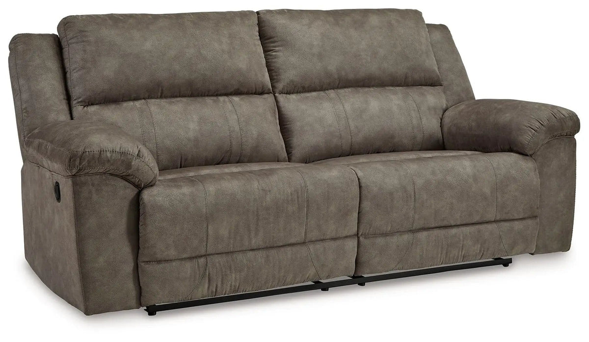Laresview 2 Seat Reclining Sofa | 92 x 42 x 43 in | Faux Leather & Metal | Fossil
