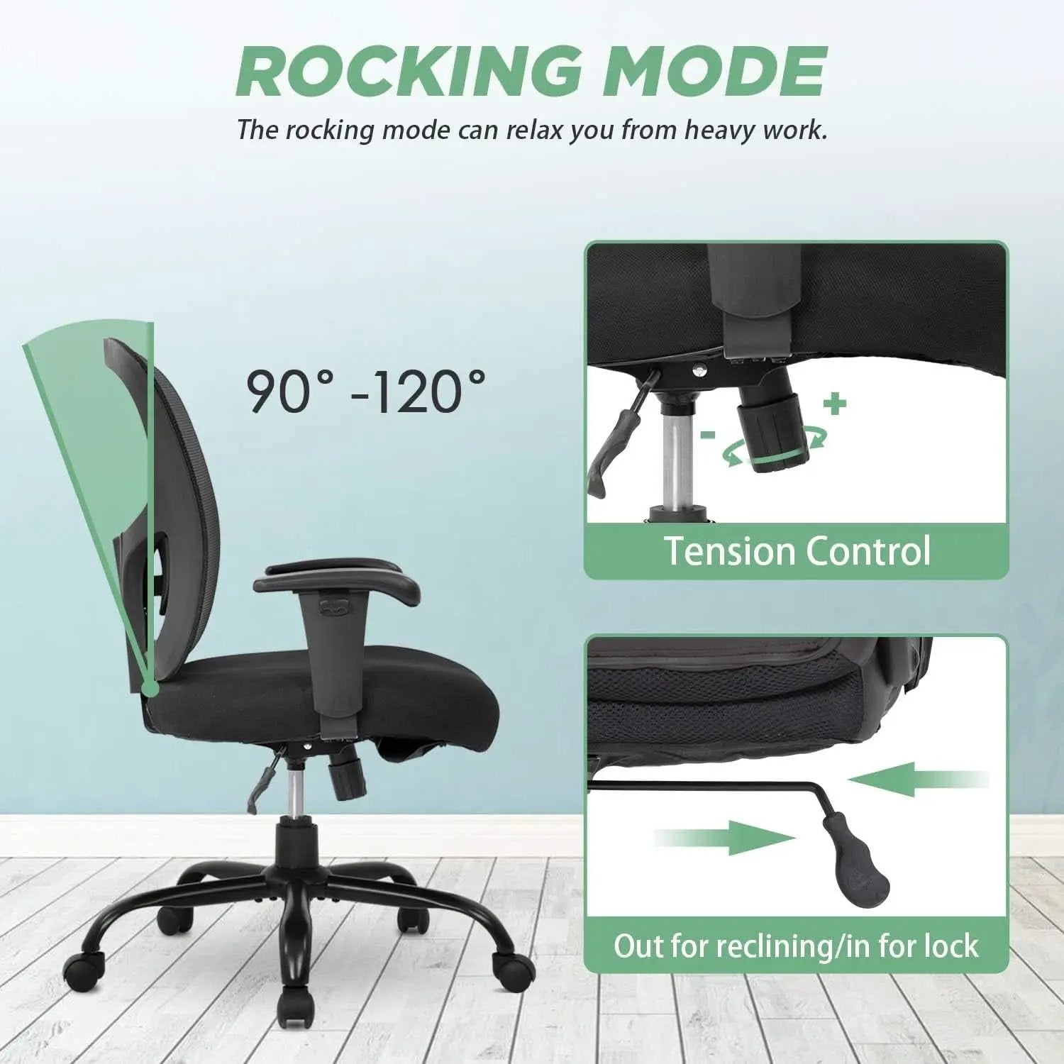Big And Tall Office Chair 500 Pound Capacity Lumbar Support from PriceLows™