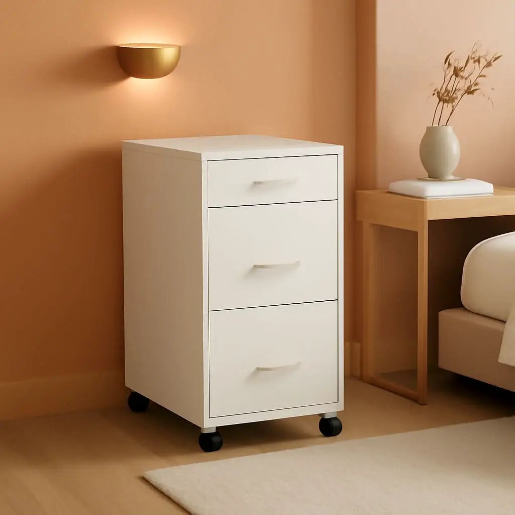 LYS SOHO White Mobile File Cabinet 3 Drawer 26.5x14.3x18 In from PriceLows™