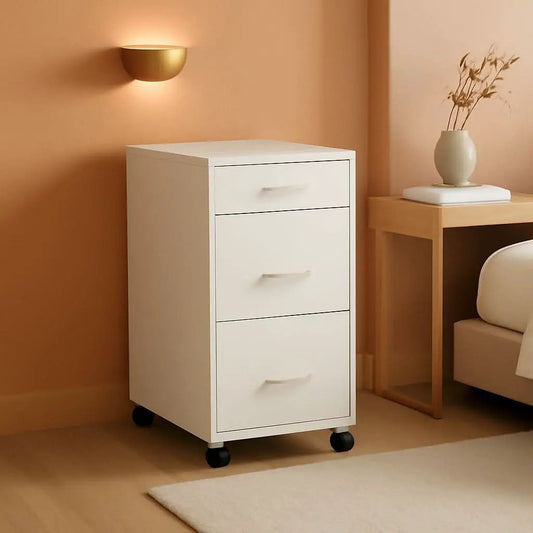 LYS SOHO White Mobile File Cabinet 3 Drawer 26.5x14.3x18 In from PriceLows™