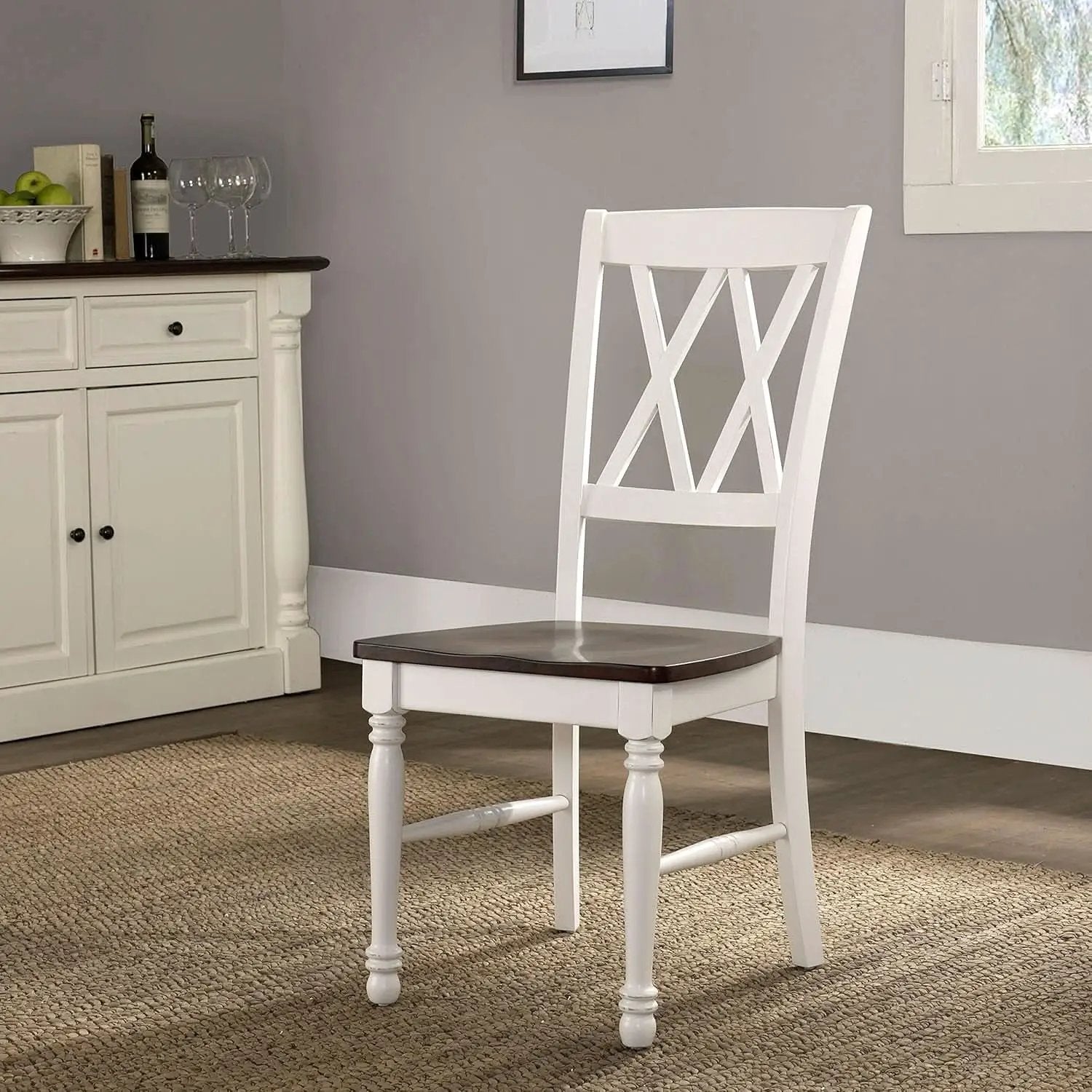Shelby Distressed White X Back Dining Chairs Set Of 2 from PriceLows™
