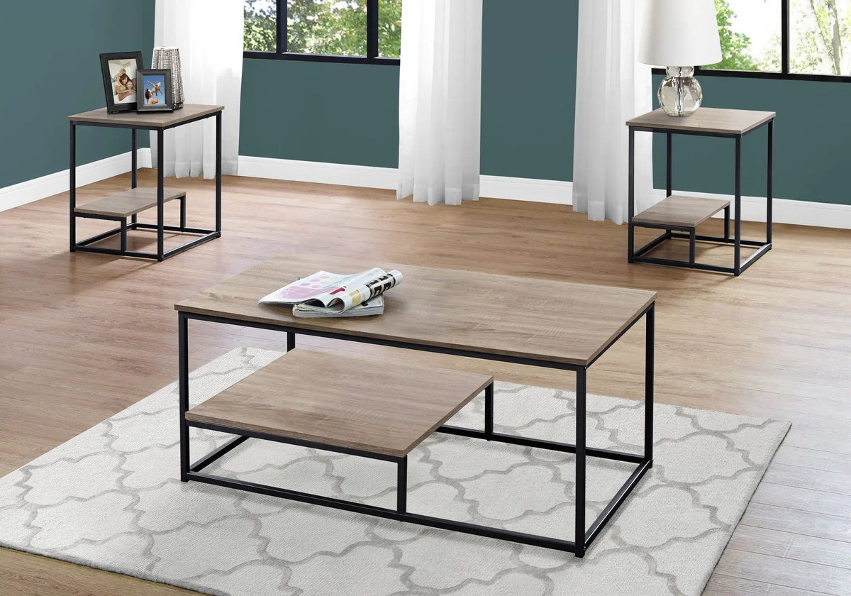 Contemporary Coffee Table Set | Set Of 3 | Elegant Laminate Finish | Raised Bottom Shelf