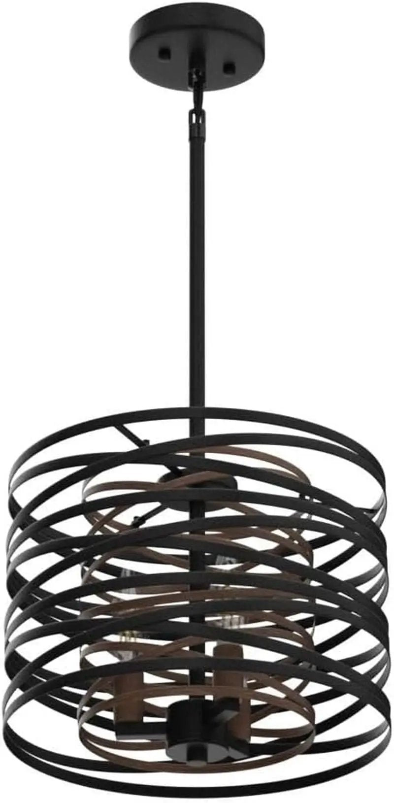 12.6 Rustic Farmhouse Three Light Drum Chandelier Black from PriceLows™