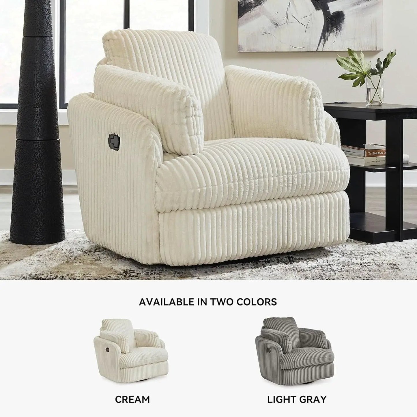 White Modern Swivel Glider Recliner With Hidden Storage from PriceLows™