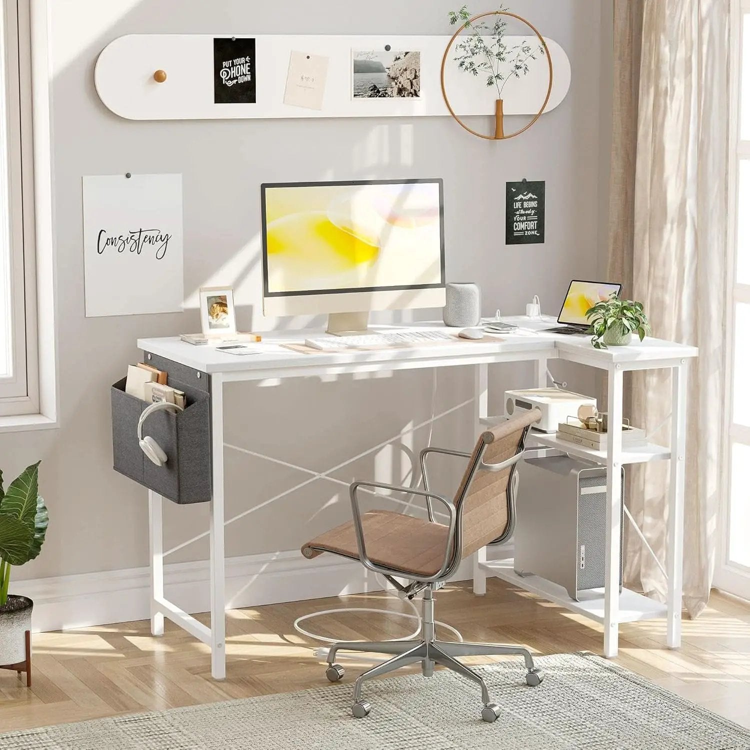 40 Inch L Shaped Desk With Power Outlets For Home Office from PriceLows™
