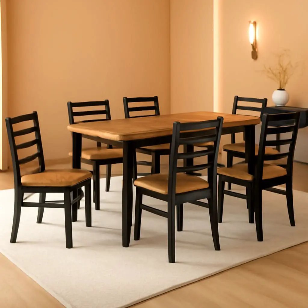 Blondon 60 Inch Solid Wood Dining Set Brown Finish Durable Construction from PriceLows™