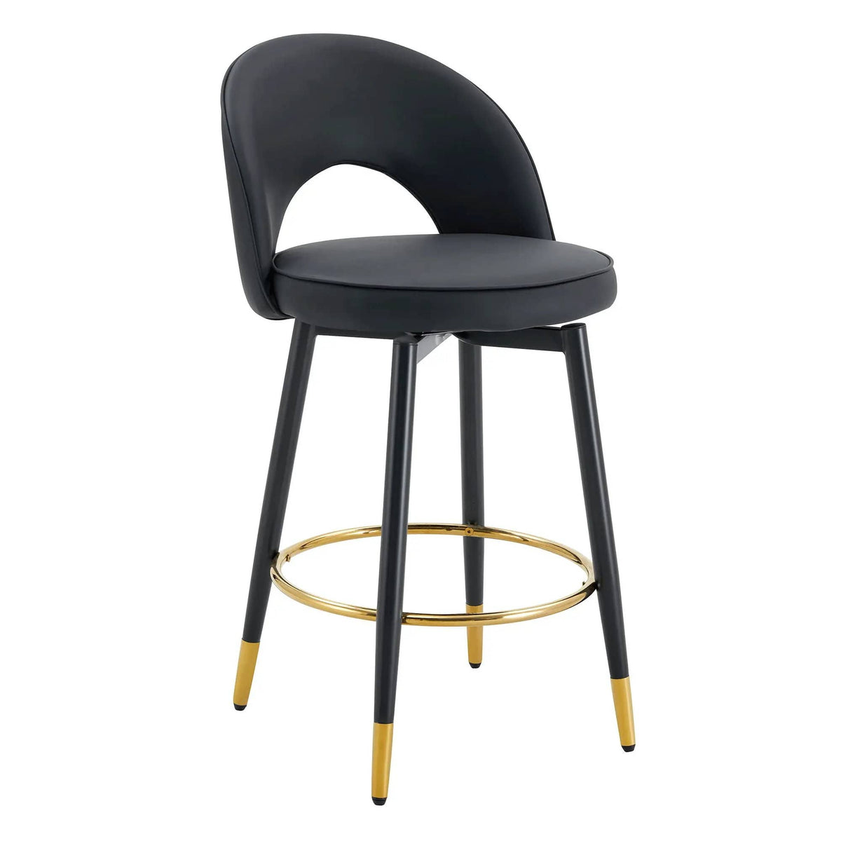 Modern Upholstered 360° Rotatable Bar Chair With Metal Legs For Dining Room (Set of | 2 Pieces | Metal | Dining Room