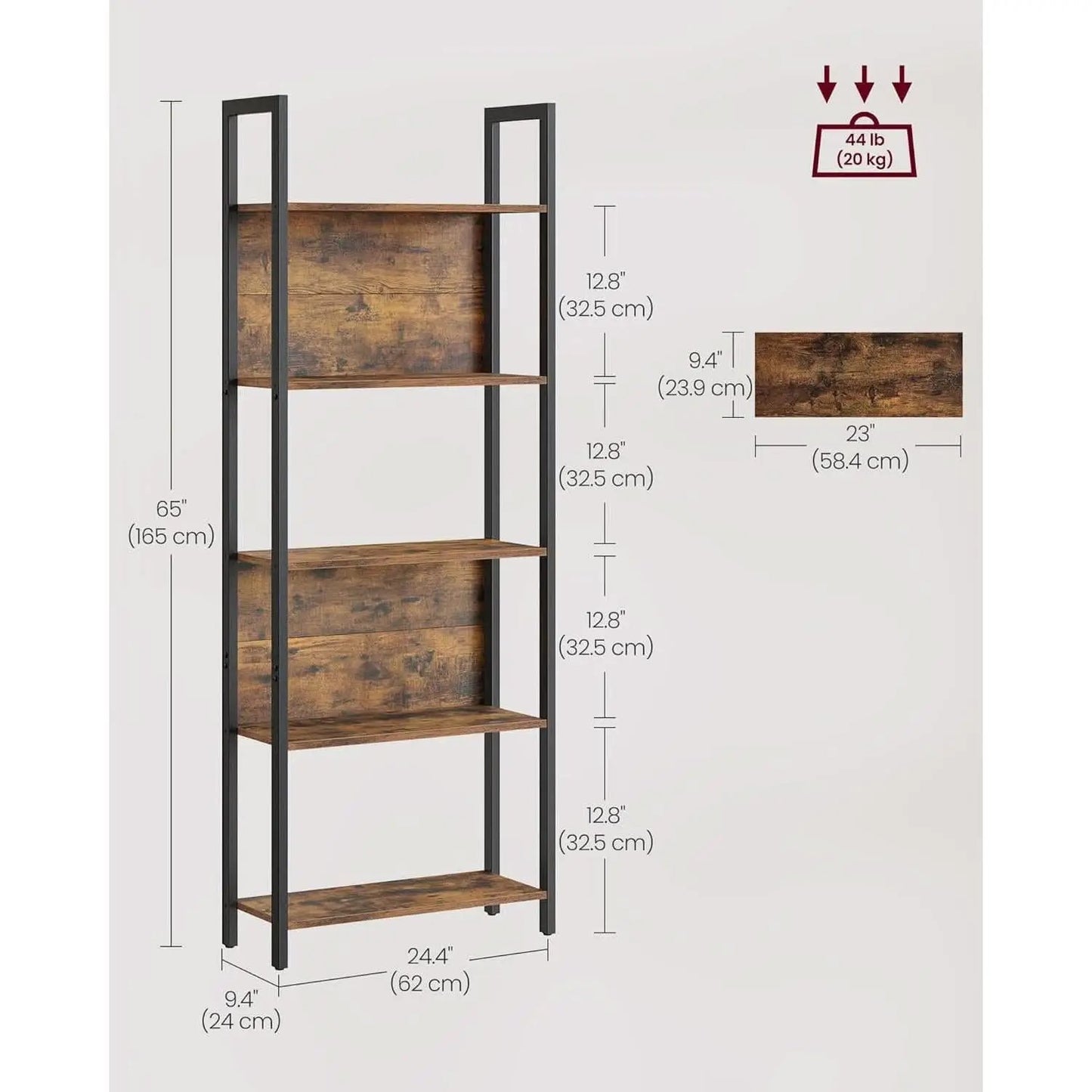 Industrial 65 Inch High Bookshelf With Steel Frame from PriceLows™