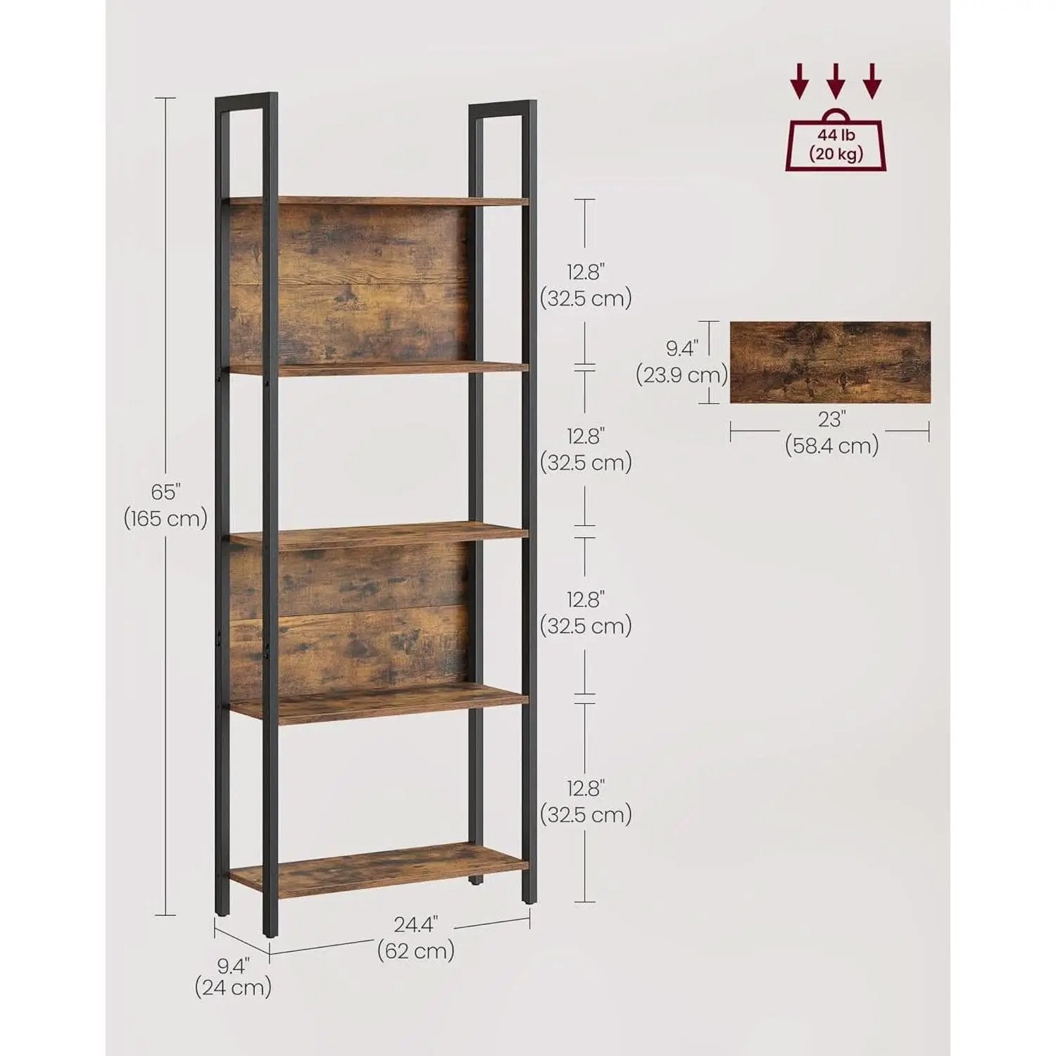 Industrial 65 Inch High Bookshelf With Steel Frame from PriceLows™