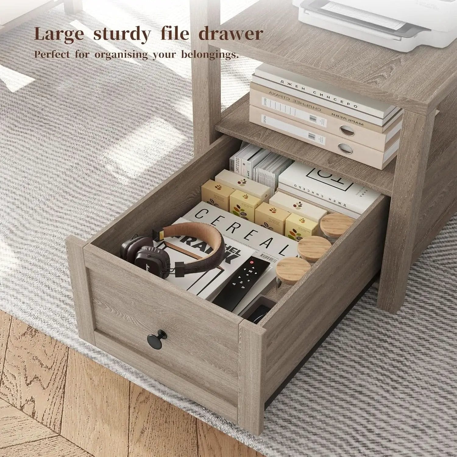 Ash Gray 60.4Inch Computer Desk Multifunctional Storage from PriceLows™