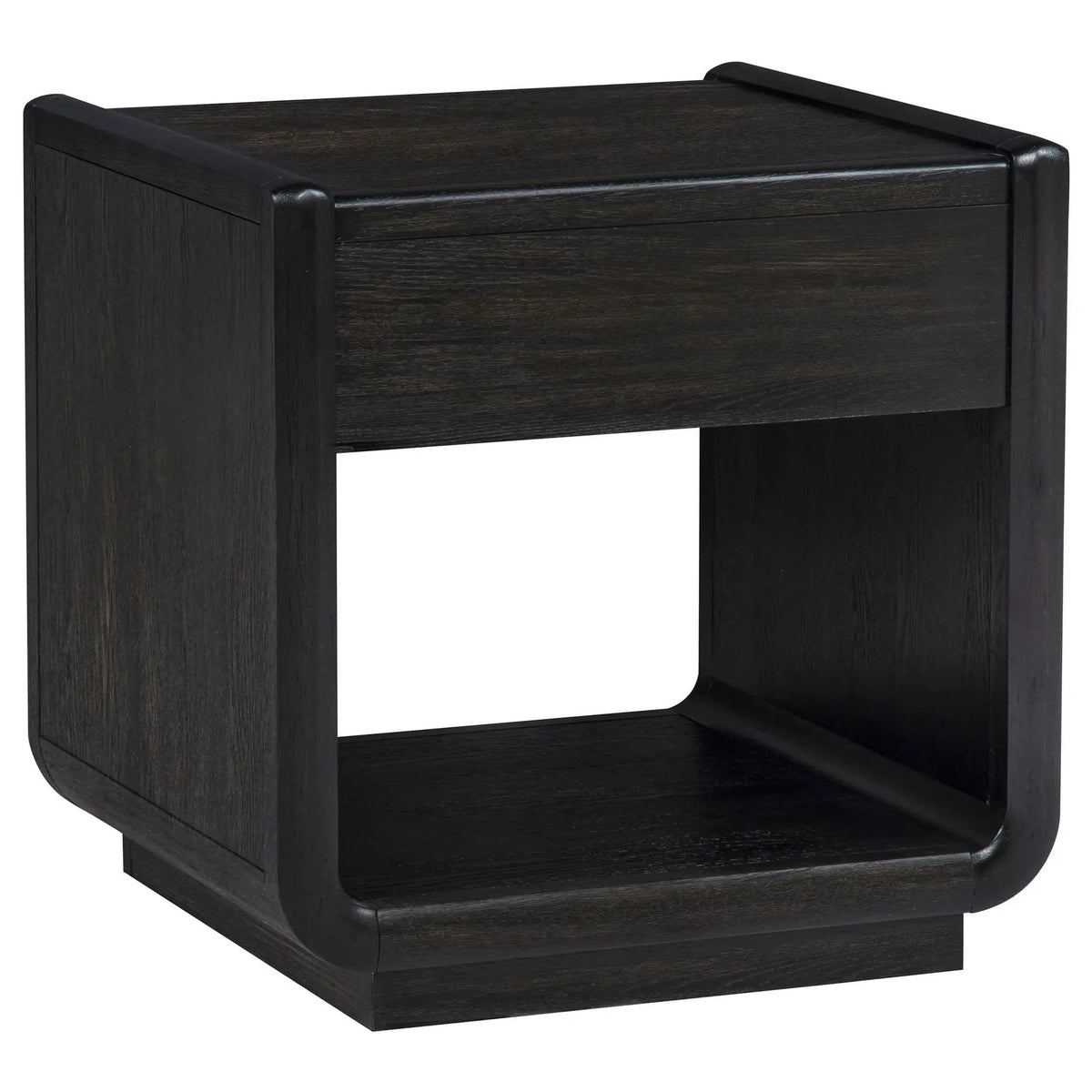 Leandro 1-drawer Wood Occasional Side End Table Burnished | 24 x 22 x 24.25 in | Engineered Wood & Veneer | Black