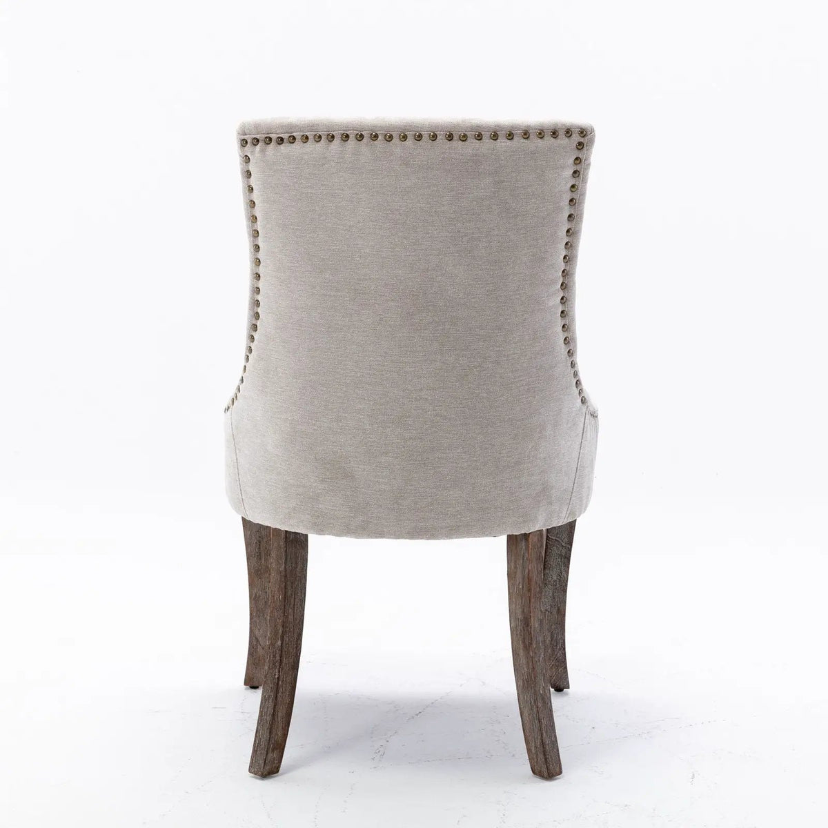 Ultra Nail Head Dining Chairs | Set Of 2 | Neutral Solid Wood Legs | Soft Fabric