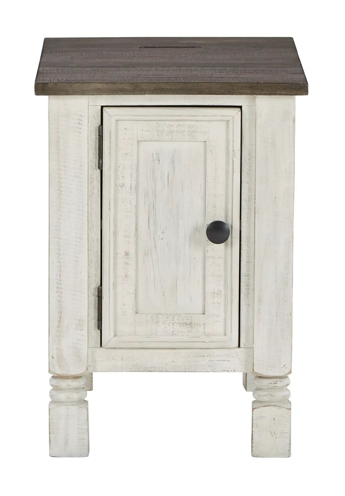 Havalance Chairside End Table | White And Gray | Adjustable Shelf | 96 Inch Cord