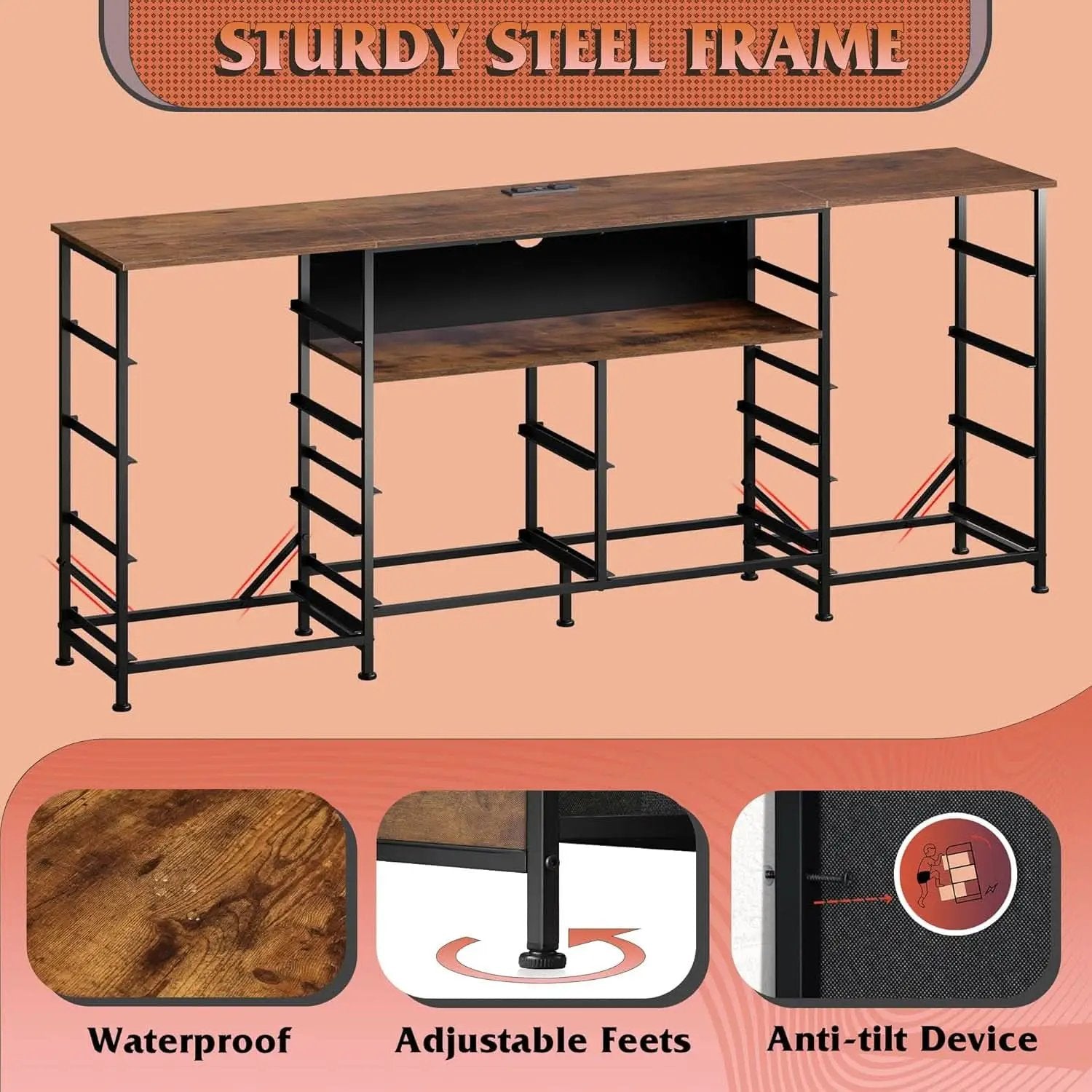 Twelve Drawer Dresser LED TV Stand Rustic Brown Finish from PriceLows™