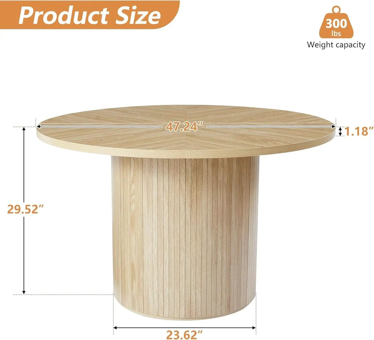 Round Dining Table For 4 47 Inch Modern Farmhouse Natural from PriceLows™