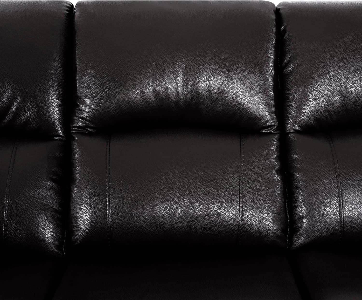 Espresso Leather Sofa Set With Manual Recliner For Living Room from PriceLows™