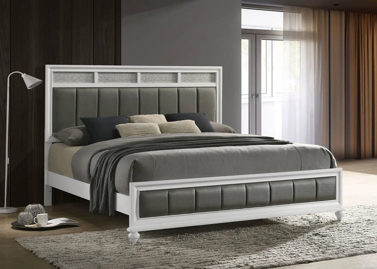 Barzini Wood Eastern King Panel Bed | 79.25 x 84.75 x 56 in | Wood | White