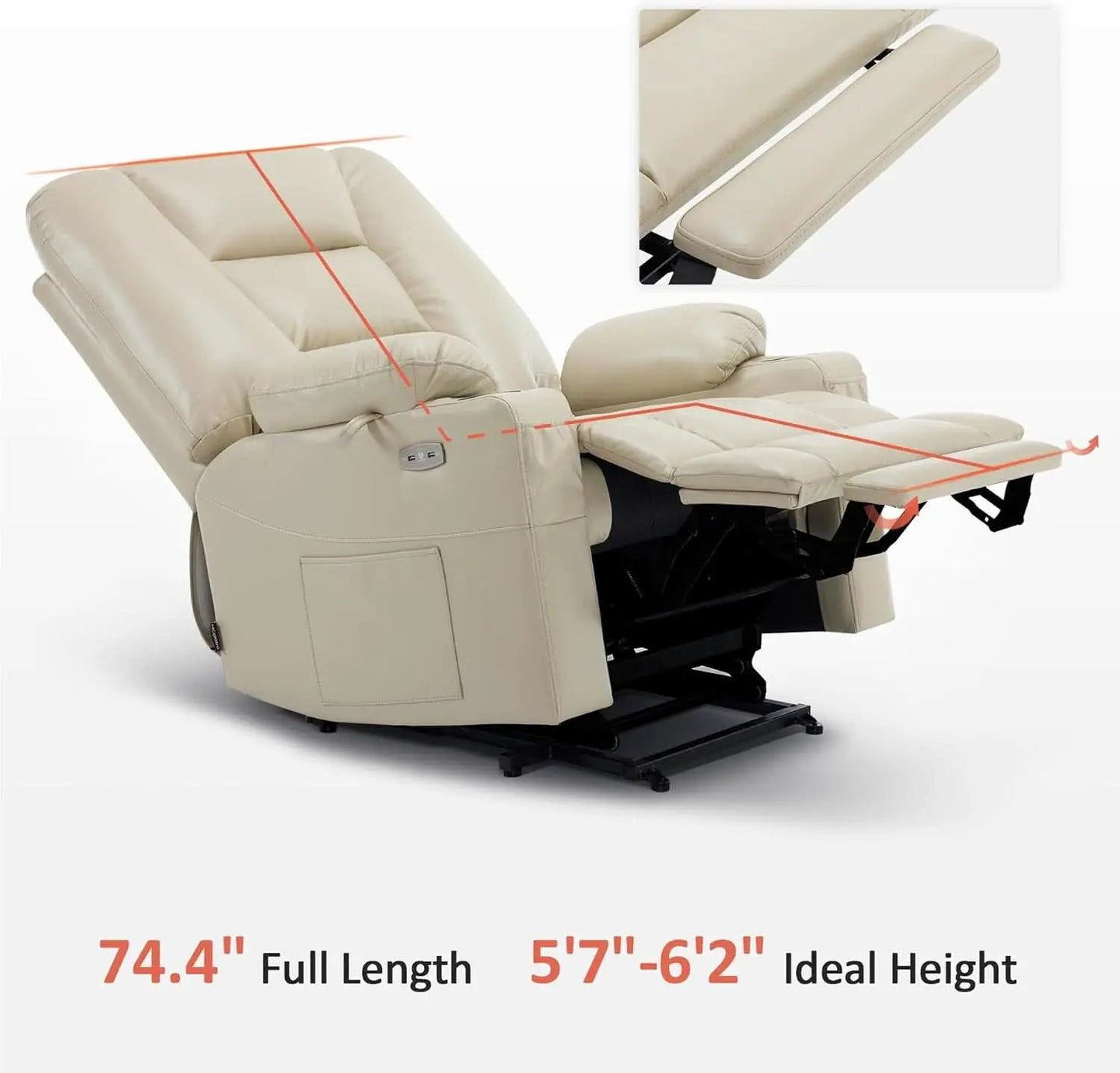 Beige Large Power Lift Recliner Chair With Massage And Heat from PriceLows™