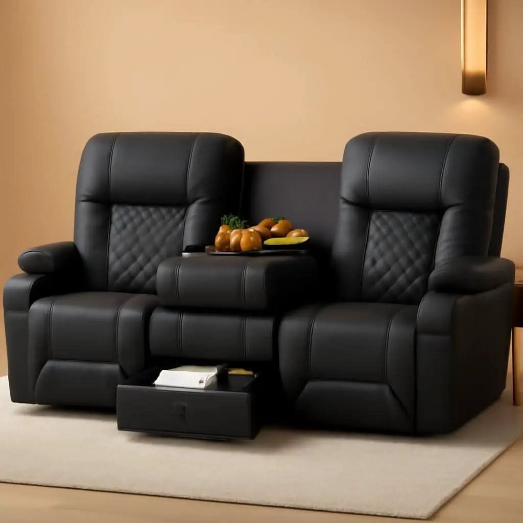 Three Seat Recliner Sofa With Flip Backrest And USB Ports from PriceLows™