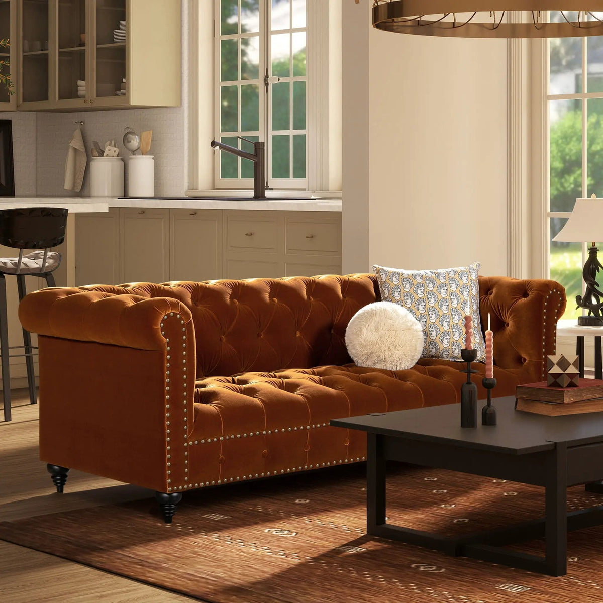 Alto Tufted Chesterfield Sofa | 2 Pieces | Fabric & Iron | Living Room