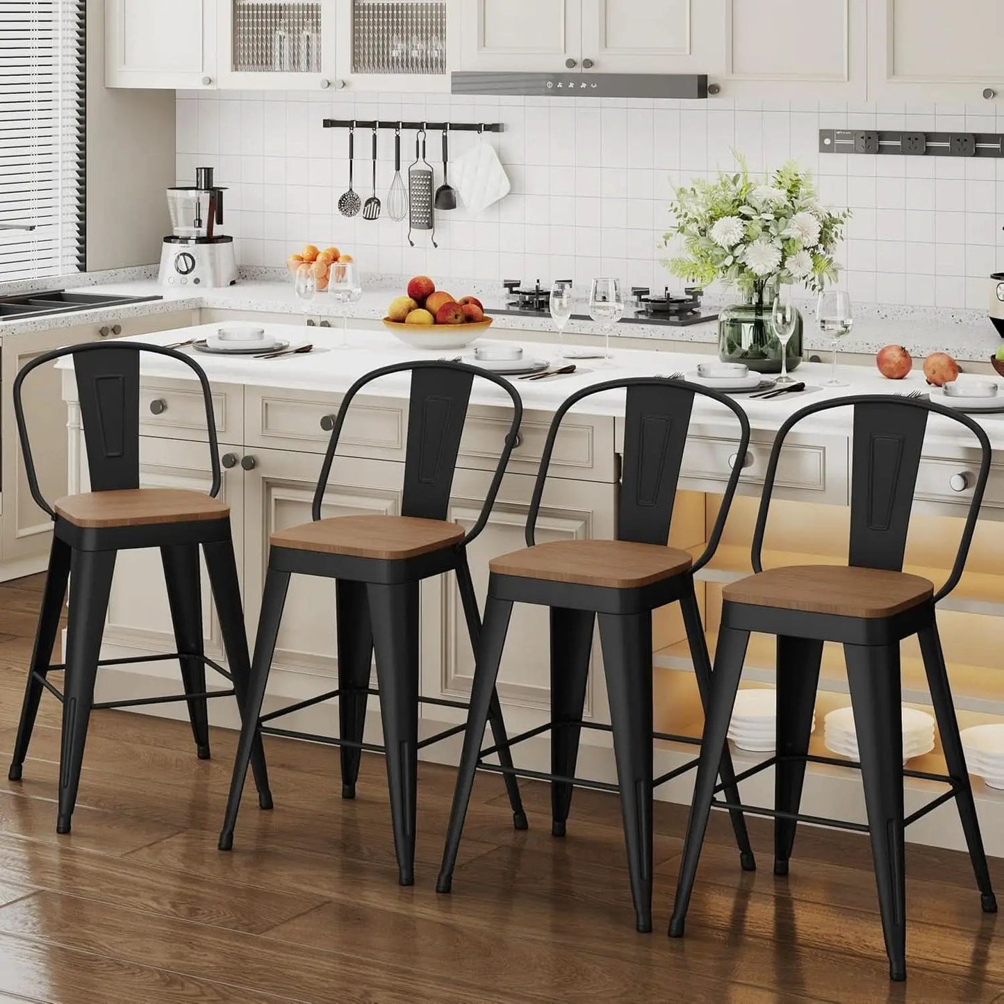 Industrial 24 Inch Bar Stools Set of Four from PriceLows™