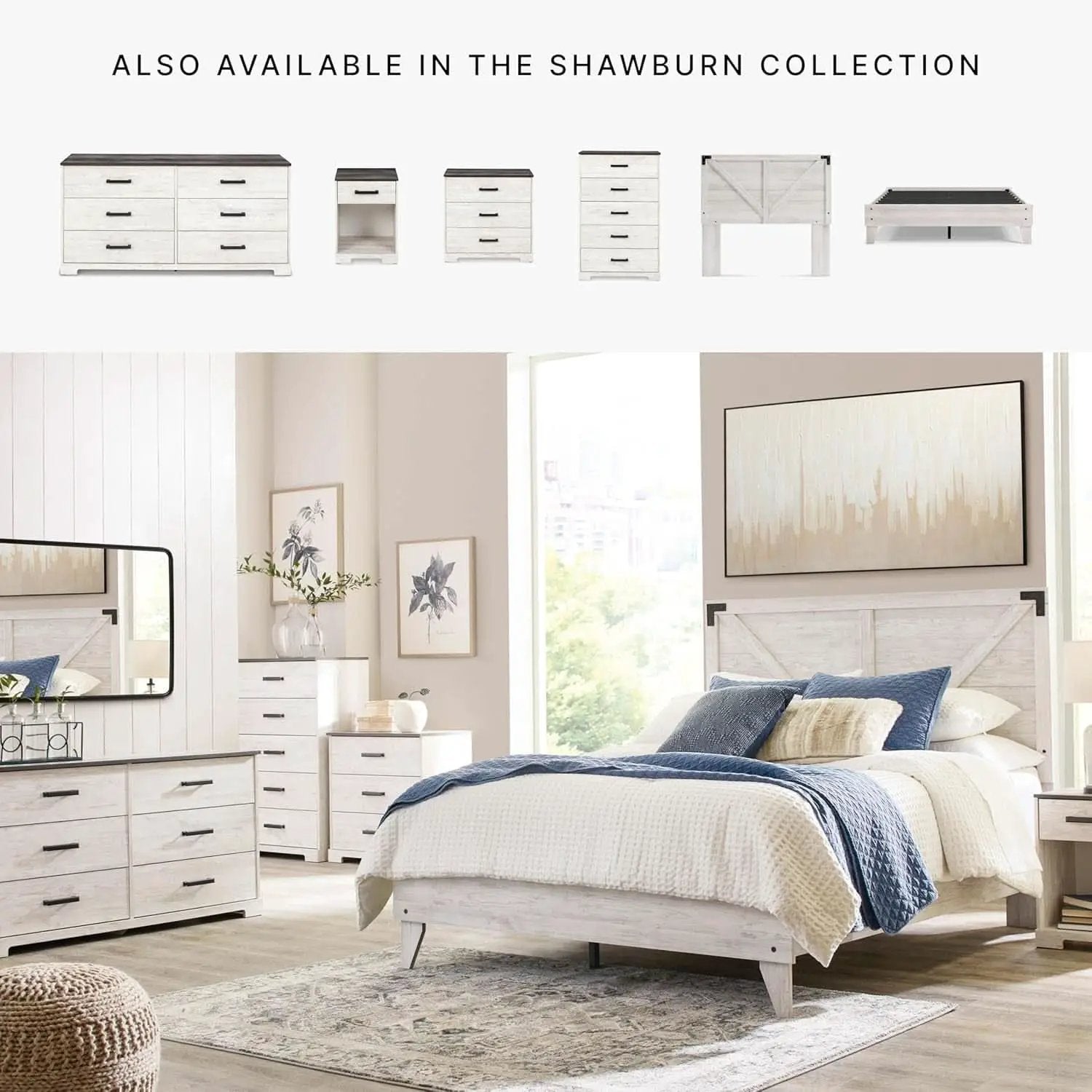 Modern Farmhouse Queen Headboard with Crossbuck Styling from PriceLows™