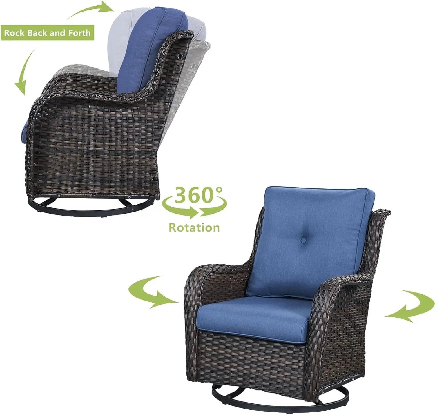 6 Piece Outdoor Patio Furniture Set With Swivel Chairs from PriceLows™