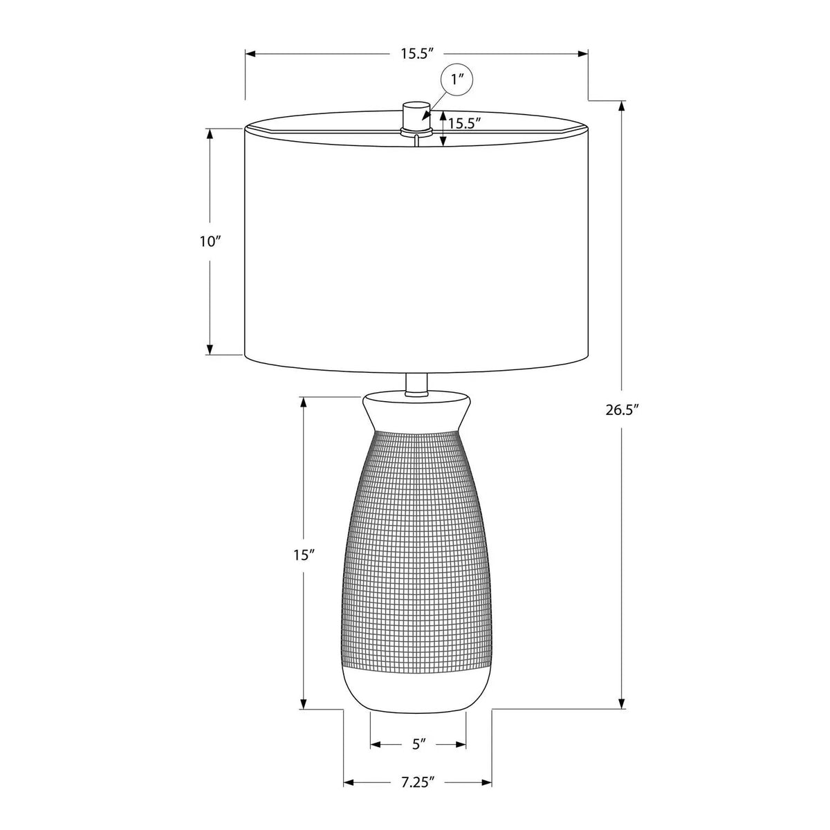 Cream Ceramic Table Lamp | Textured Base | 26.5 Inch Height | Beige Linen Drum Shade