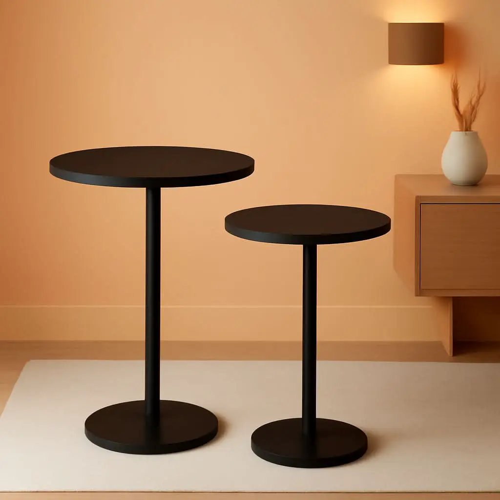 Round Counter height Bar Table Set Industrial Black from PriceLows™