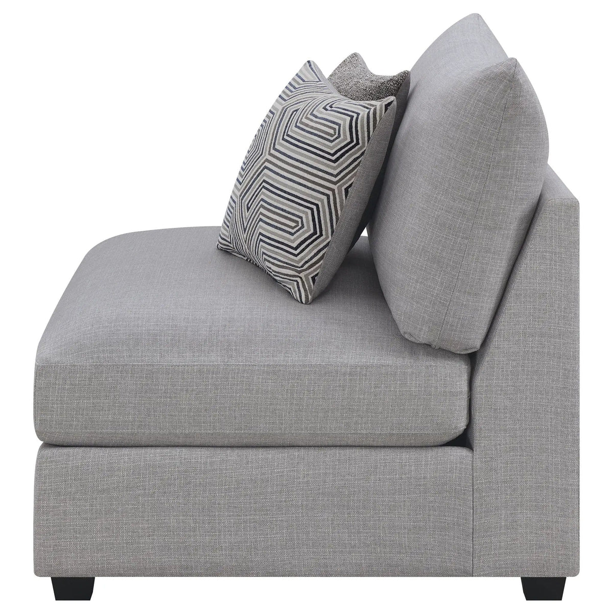 Cambria Upholstered Armless Chair | 39 x 39 x 38 in | Solid Wood & Fabric | Grey