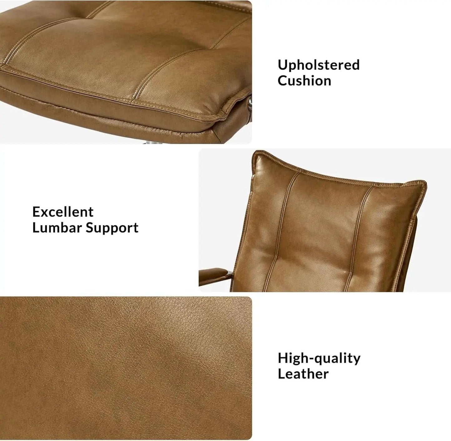Brown Faux Leather Office Desk Chair Adjustable Swivel from PriceLows™