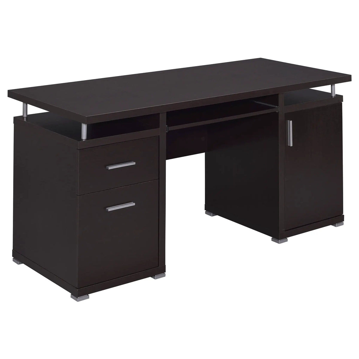 Tracy 55-inch 2-drawer Office Computer Desk | 55 x 23.5 x 29.5 in | Engineered Wood & Veneer | Cappuccino