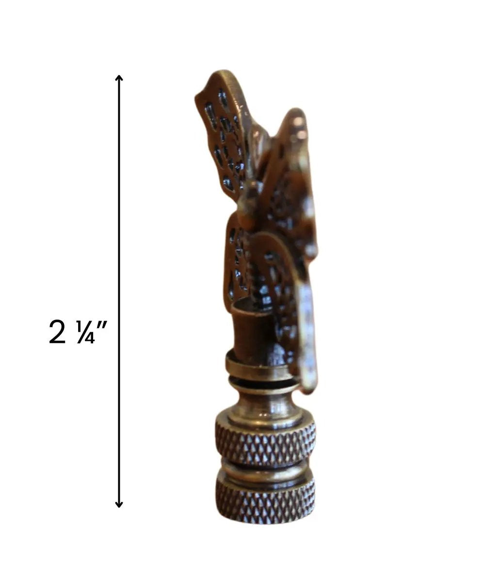 Lamp Finial | Butterfly Design | Antique Brass | 2.3 Inch Height