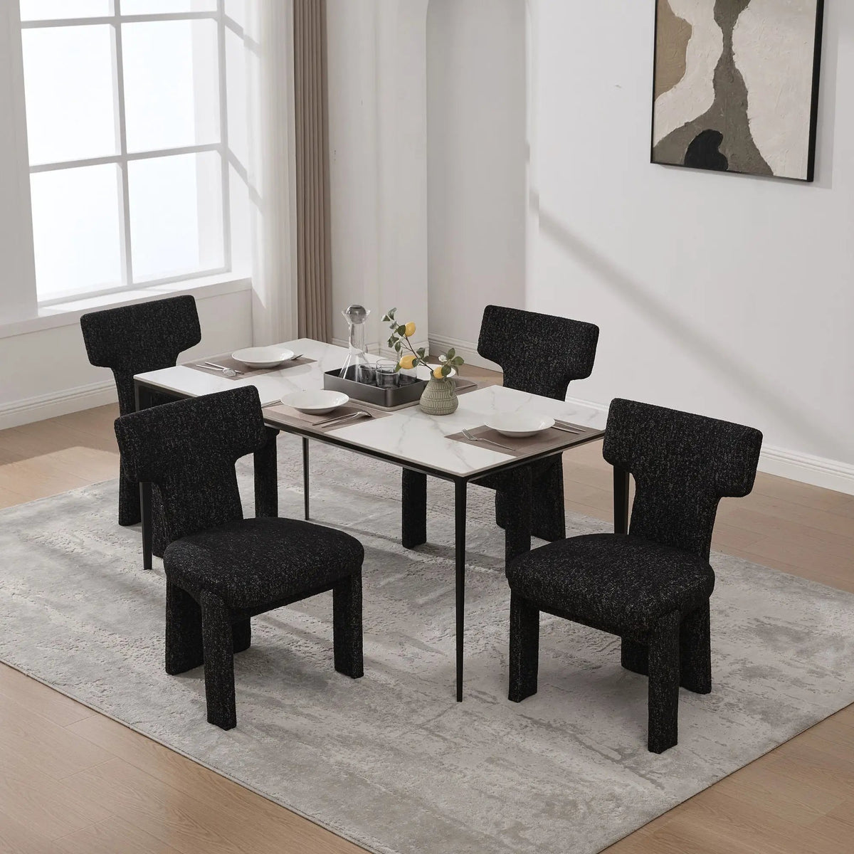 Armless Accent Chairs | Curved Back | Futuristic Design | Foam Padded Fabric