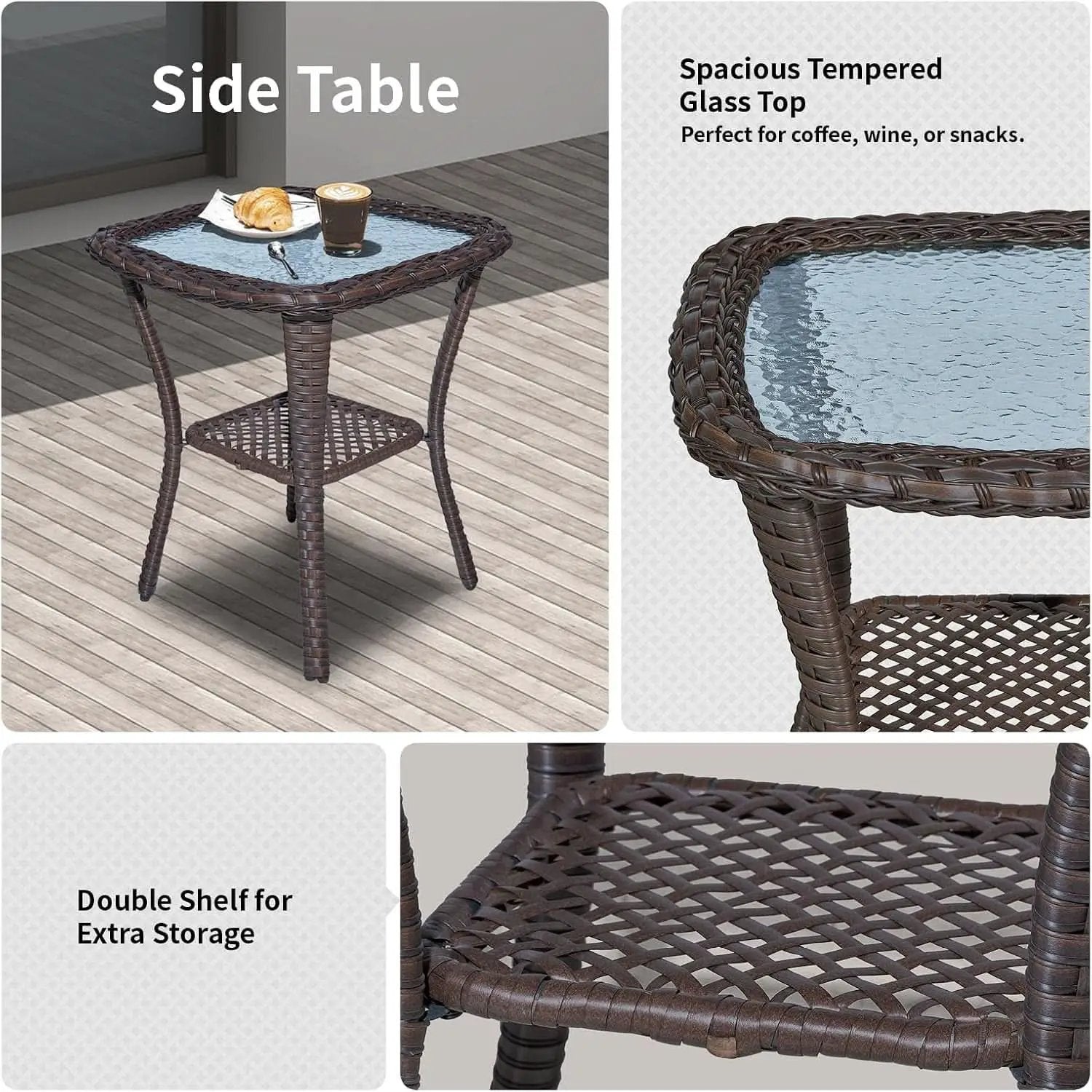 Comfortable Wicker Swivel Rocker Chairs With Side Table from PriceLows™