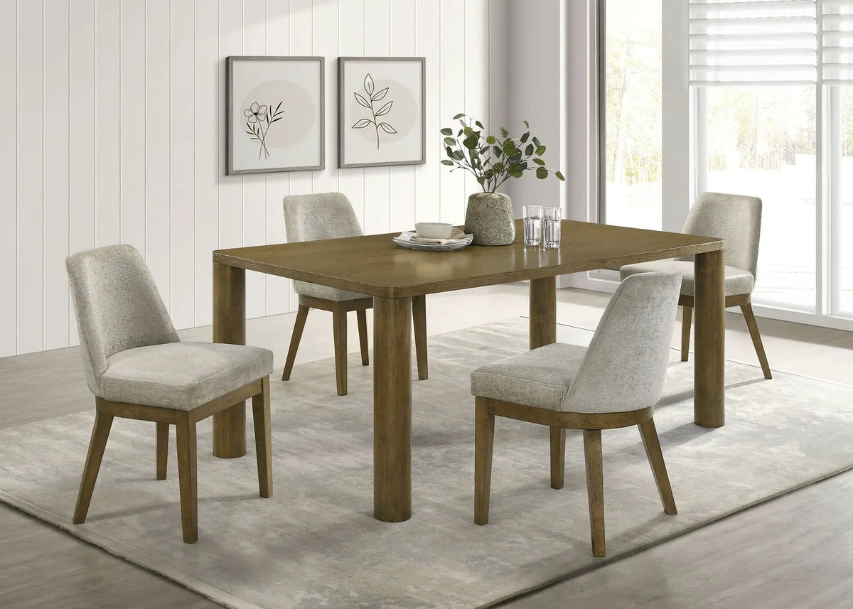 Castlewood 5-piece 71-inch Rectangular Dining Set Brown | 5-Piece Set | Chenille & Wood | Oak