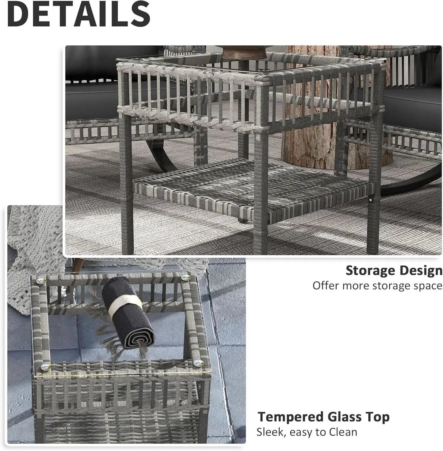 Wicker Outdoor Rocking Chair Set with Storage Table from PriceLows™