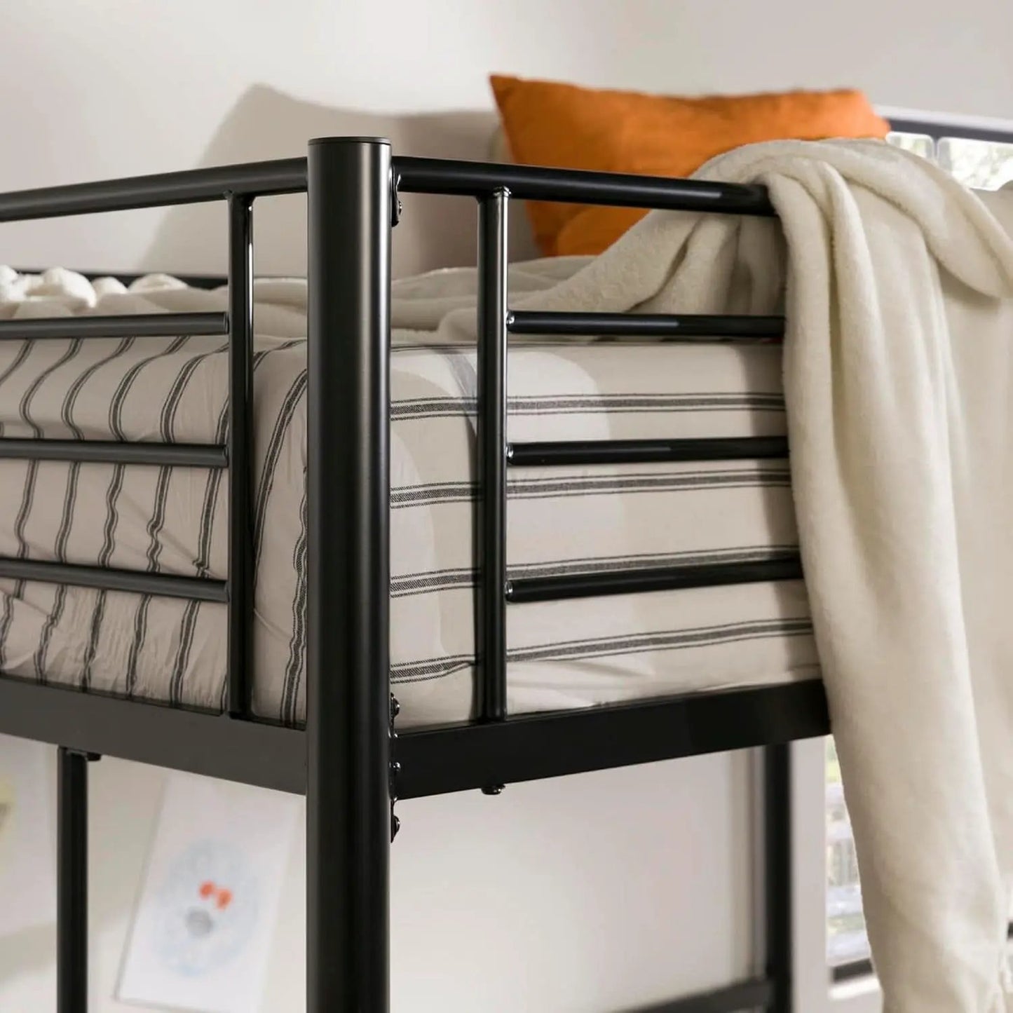 Urban Industrial Metal Double Loft Bunk Bed Full Black from PriceLows™