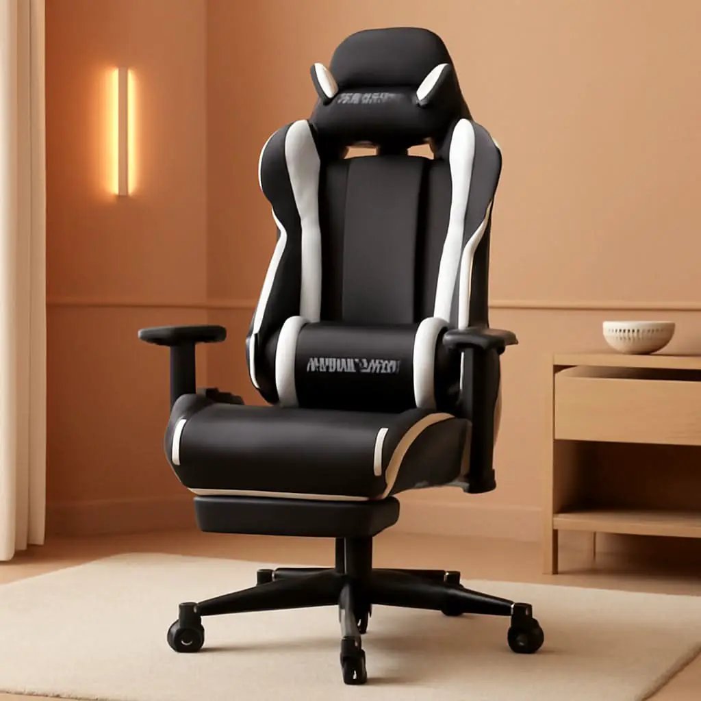 White Ergonomic Gaming Chair With Footrest And Height Adjustable from PriceLows™