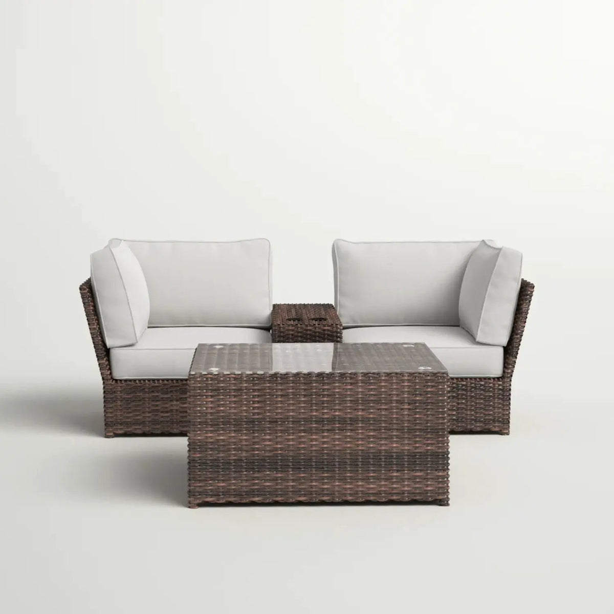 Outdoor Rattan Sectional Set | Half-Round HDPE Wicker | Rustproof Aluminum Frame | Fully Assembled