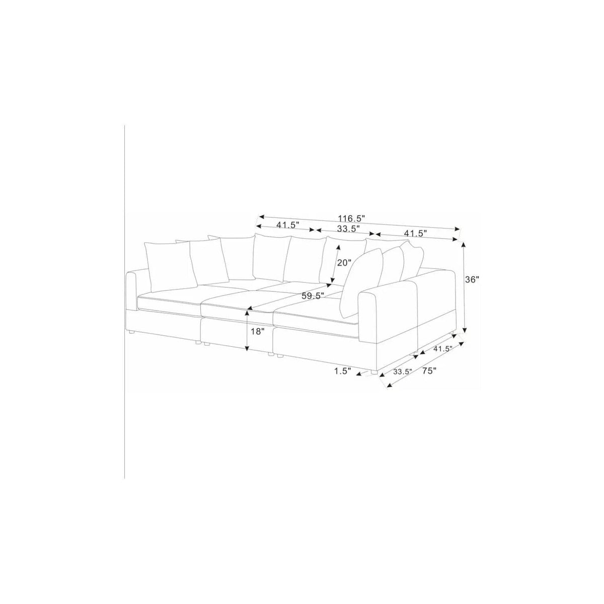 Haven 6 Piece Modular Sectional | 6-Piece Set | Engineered Wood & Fabric | Living Room