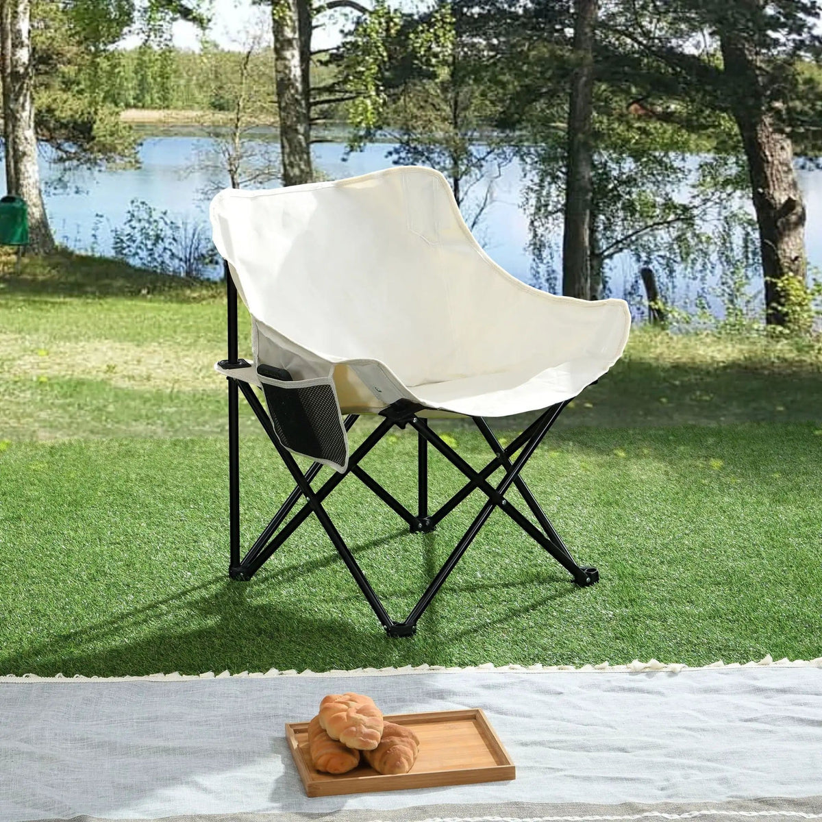 Portable Folding Camping Chairs With Carry Bag (Set of 2) | 16.5 x 20.1 x 25.6 in | Steel | Dining Room